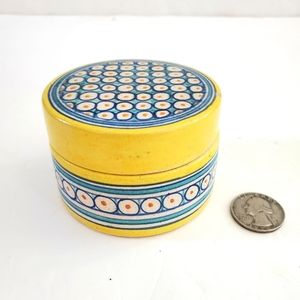 Vintage Dip A Mano Deruta Italian pottery round lidded trinket dish hand painted